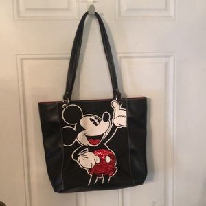 Disney Mickey Mouse Black, White and Red Sequin Shoulder Tote Bag